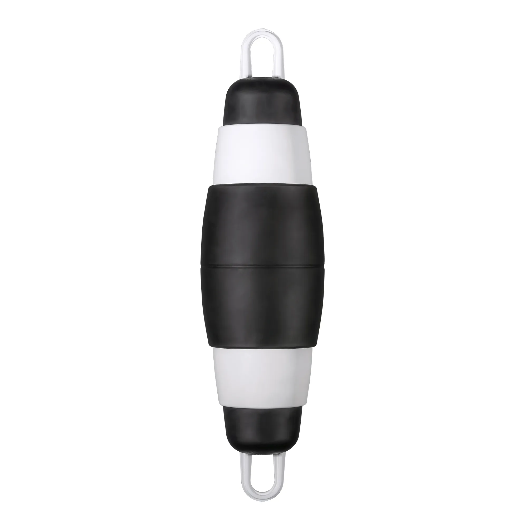 POP Fender in zebra black — black with white accents, compact boat fender
